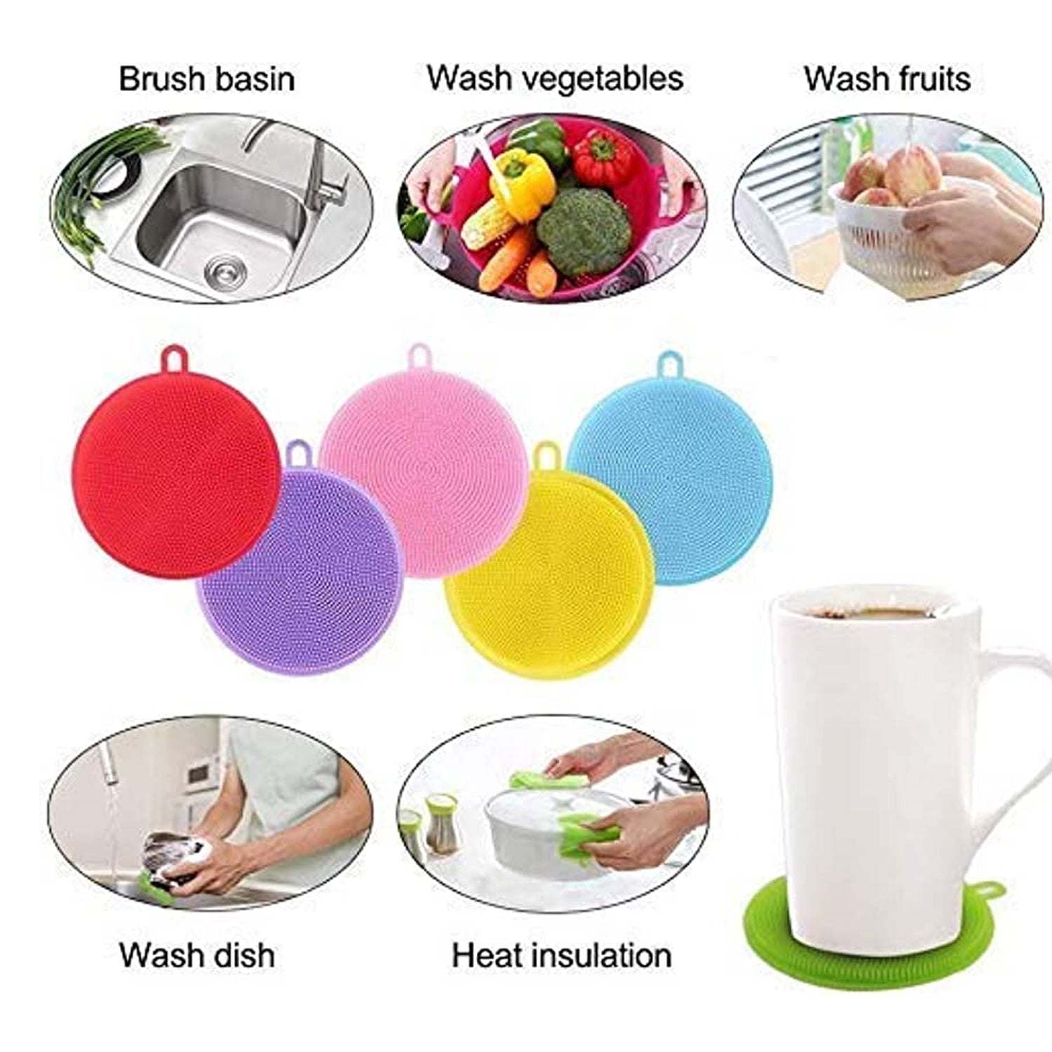 1344A Cleaning Supplies Sponges Silicone Scrubber for Kitchen Non Stick Dishwashing & Baby Care Sponge Brush Household Health Tool( Pack of 5pc). DeoDap 1344A Cleaning Supplies Sponges Silicone Scrubber for Kitchen Non Stick Dishwashing & Baby Care Sponge Brush Household Health Tool( Pack of 5pc). DeoDap